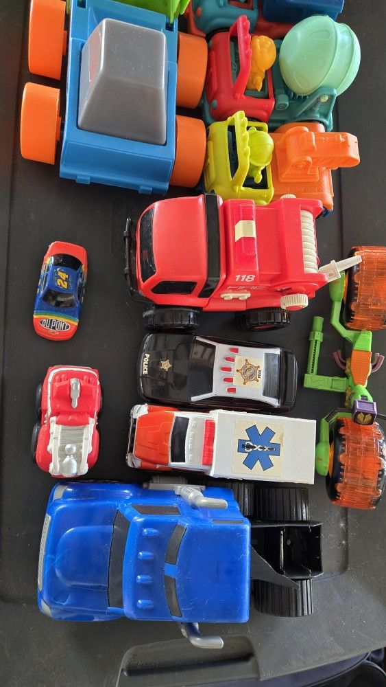 truck toys semis,police cars, ambulance, fire truck, motorcycles,etc
