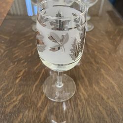 10 Libbey "Silver Leaf" vintage wine glasses