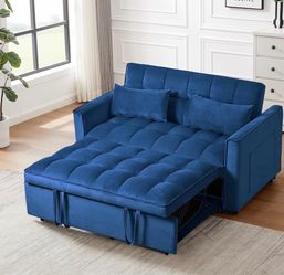 Adjustable Backrest Sleeper Sofa Bed, 3 in 1 Convertible Pull Out Couch with Velvet Upholstery