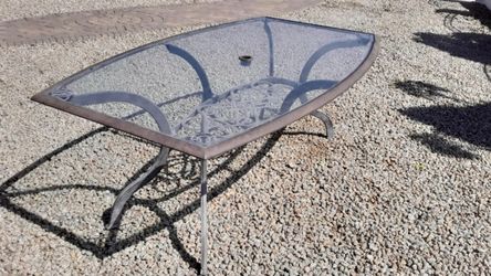 Outdoor Patio Dining Table with Glass Top 32w x 22L x 9D inches