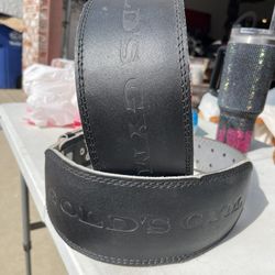 Golds Gym Black Split Leather Foam Padded Belts 