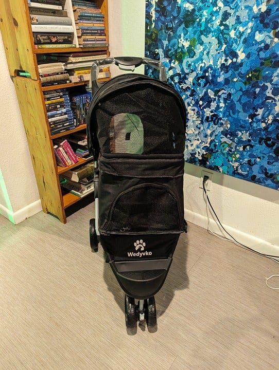 Pet Stroller Pram Large Dog Cat Foldable 3 Wheel Travel Pushchair Carrier Black