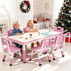 Kids Table and 6 Chair Set,Activity Art Craft  -NEW  (3194/🏡)