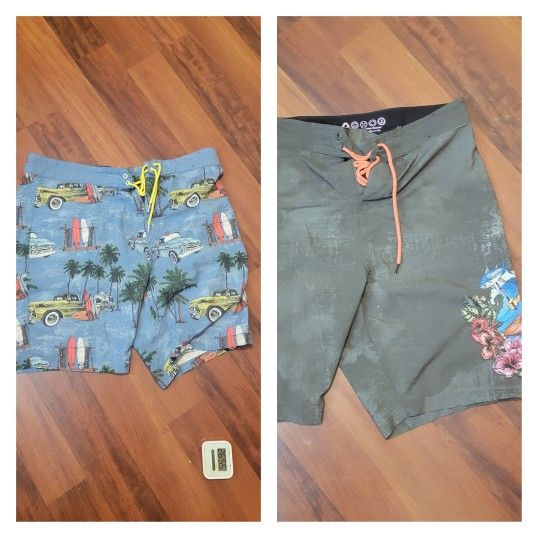 2 Pair Psycho Tuna Board Shorts Size 36