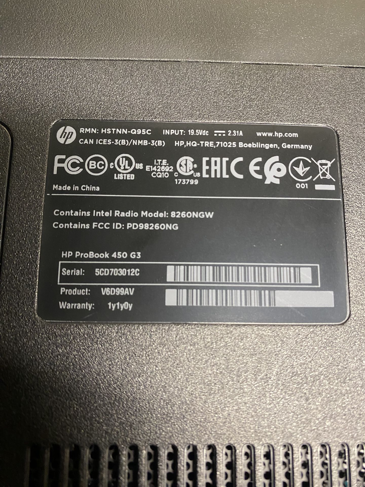 Hp Computer Laptop Probook 450 G3