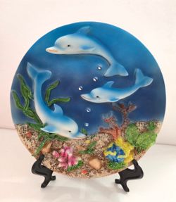New Ceramic Decorstive 3D Dolphin Themed Plate!