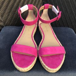Ann Taylor Espadrille Flat Sandal-M Deep Fuschia Size 7.5