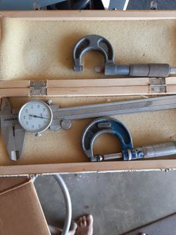 Precision Dial Calipers And Two Micrometers