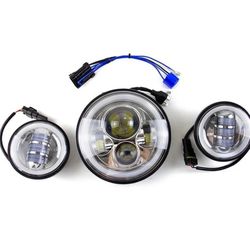 Daymaker 7"inch LED  Motorcycle Headlight And Passing Lights Set For Harley Davidson 