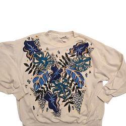 Vintage 90s Rachi Leaves Women's White Sweatshirt