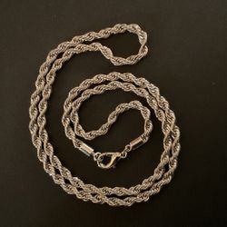 24” SilverTone Rope Necklace 
