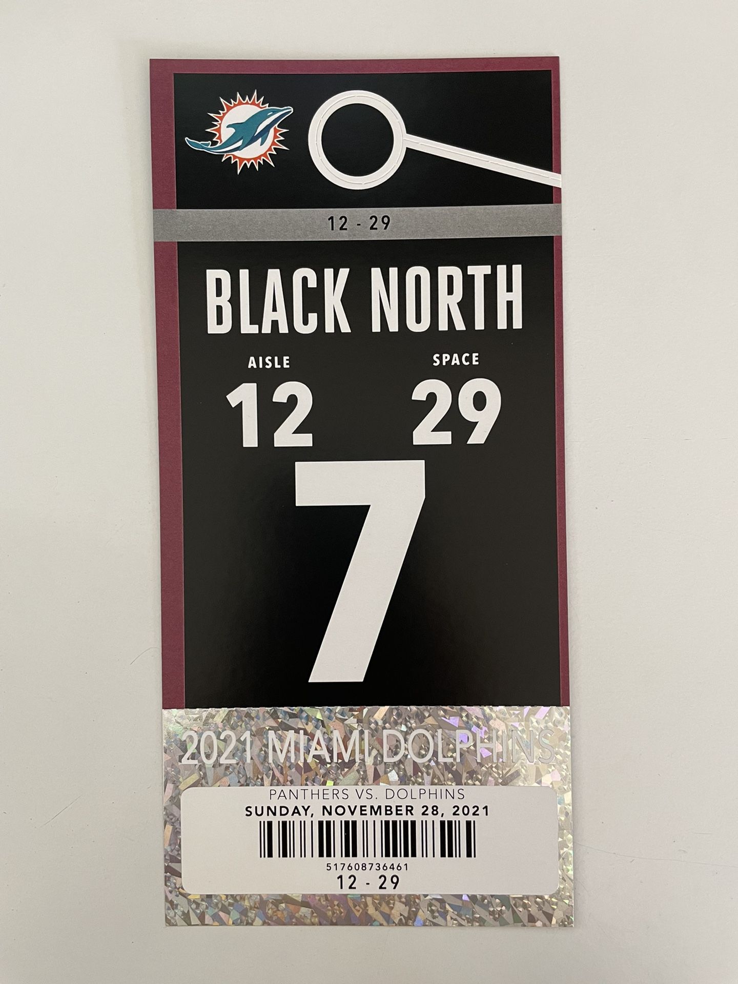 1 Black North Parking Pass (Panthers/Dolphins)