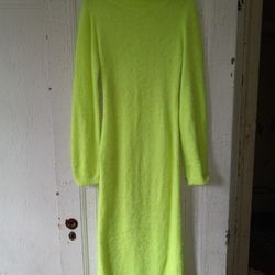 Fluorescent Yellow/ Green Fuzzy Dress Size L