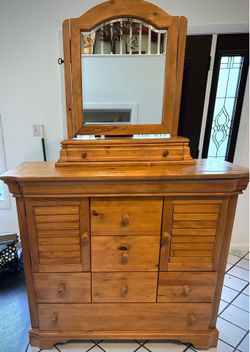 Vintage vanity tilt mirror with versatile bedroom dresser. Need gone ASAP