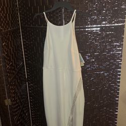 White Dress with Accent Strip