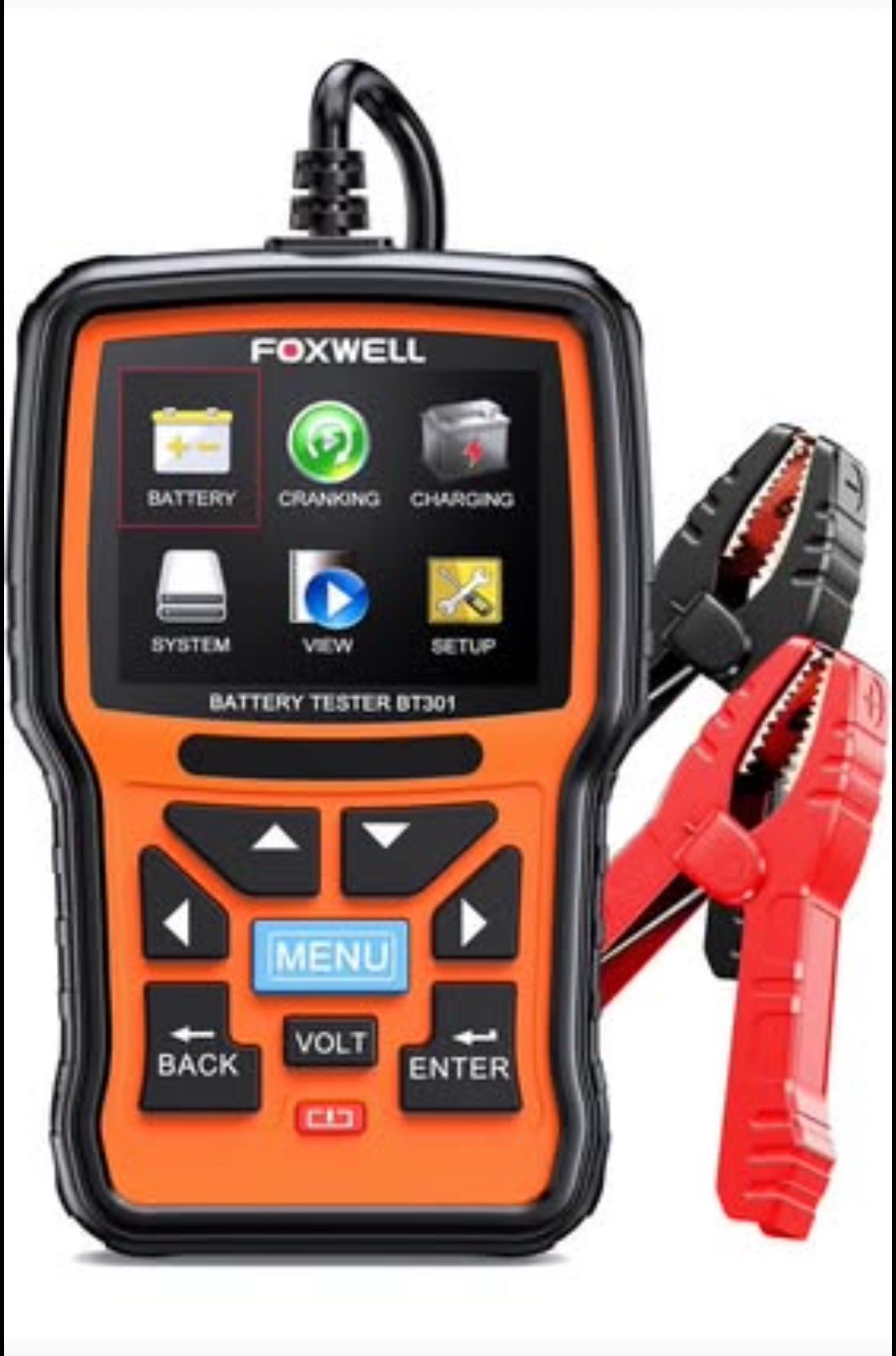 FOXWELL BT301 12V Car Battery Tester Automotive Battery Load Tester, Digital Battery Analyzer Crank Charging System Alternator Truck Marin Scanner