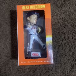 Alex Bregman bobble head toy with signature on box