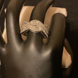 Beautiful Solid Sterling Silver (925) ( KRN) Ring With Lots Of Small Diamonds,Size 8