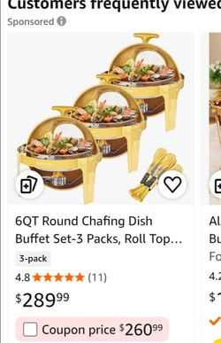 6QT Round Roll Top Chafing Dish Set 3-Pack