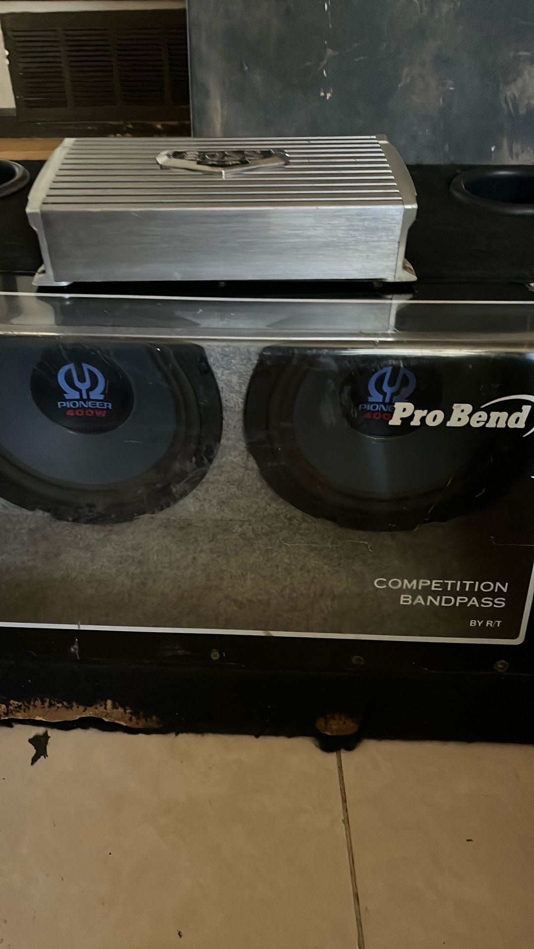 212 inch pioneers in a box and a boss 3000 Watt Amp