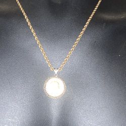 20 Inch 3.5 Mm Semi Hollow 10 Carat Diamond Cut Rope Necklace With A 1915 Gold Coin Pendant
