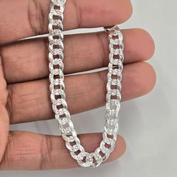 925 Steel Silver Cuban Diamond Cut Bracelet 7.5 mm 8 Inches