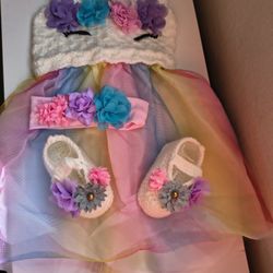 $25 Vestidos tejidos para niña incluye zapatitos y diadema