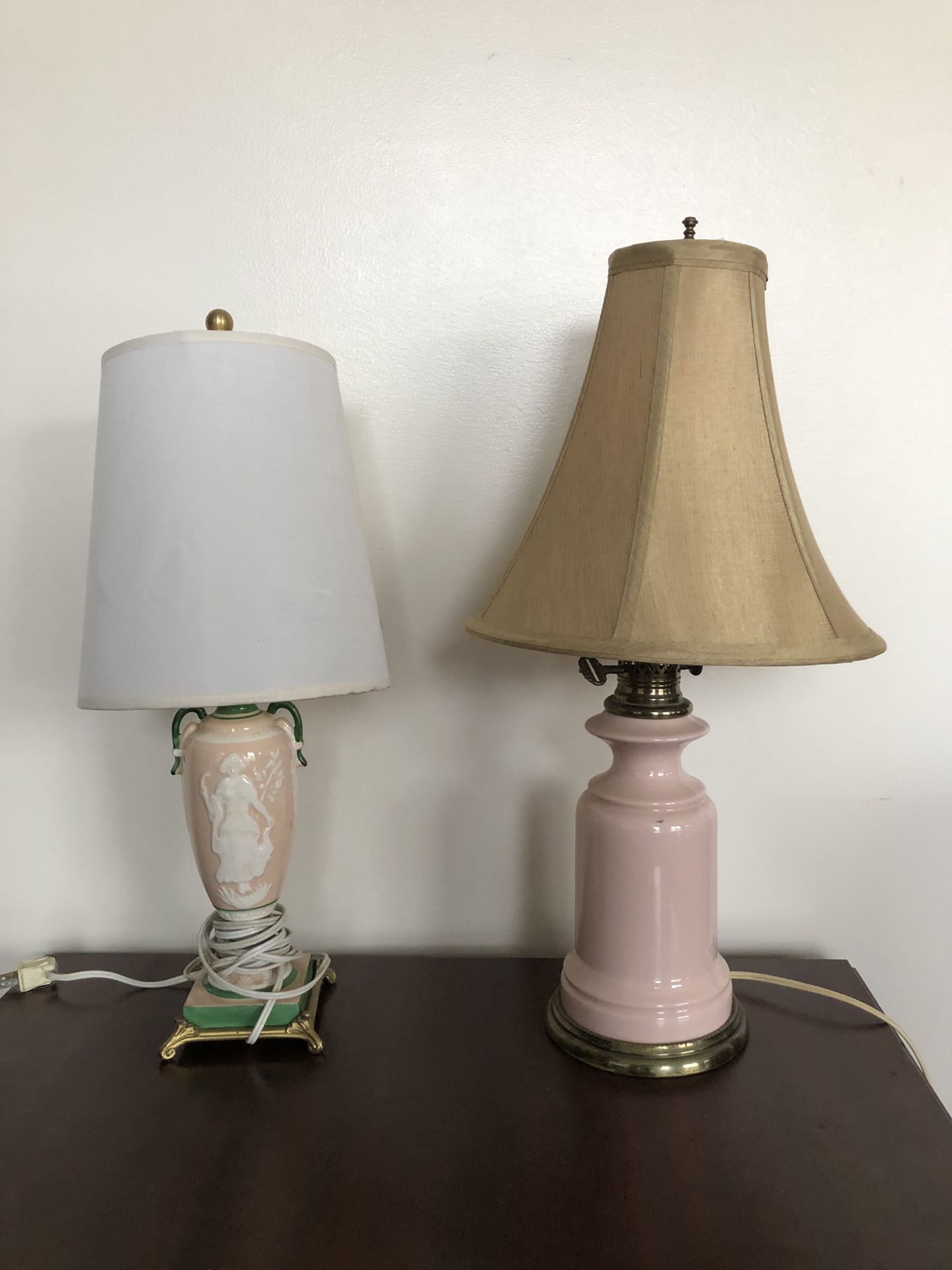 Vintage Lamps Pink & Shade Shabby Romantic Chic Decor Lamp WORK GREAT!