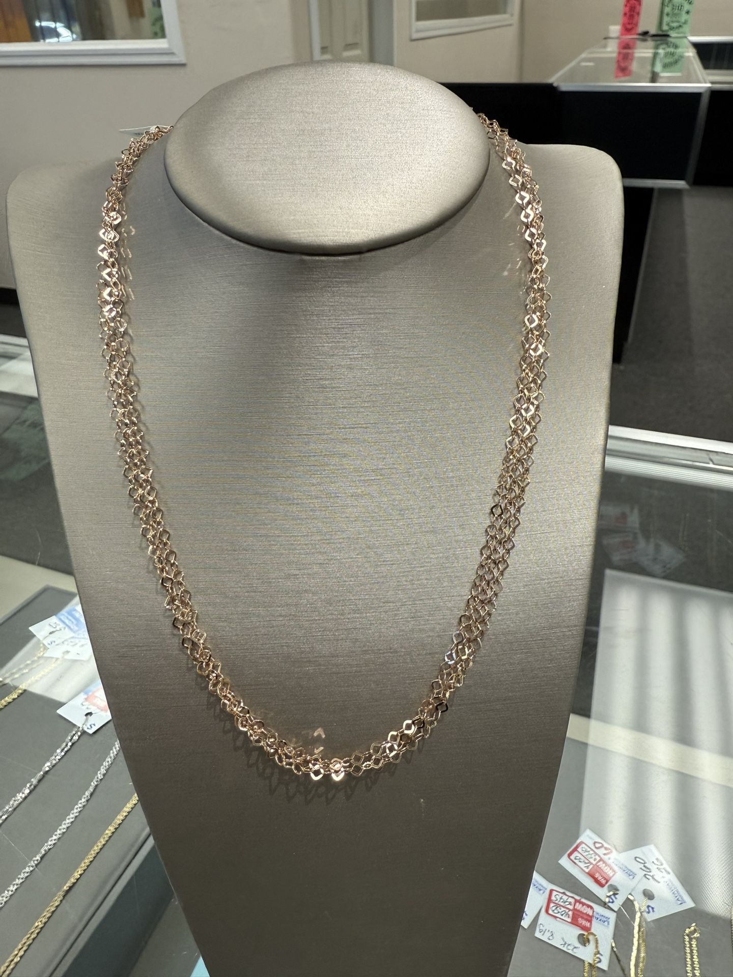 Wonderful 3 Strand Gold Necklace 14k Gold