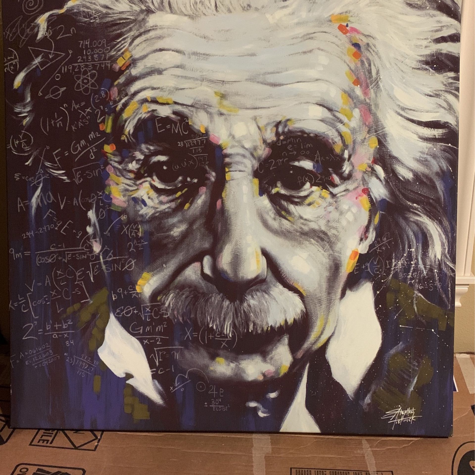 Einstein canvas wall art 38” x 38”