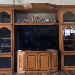 Wooden Entertainment Center W/Lights