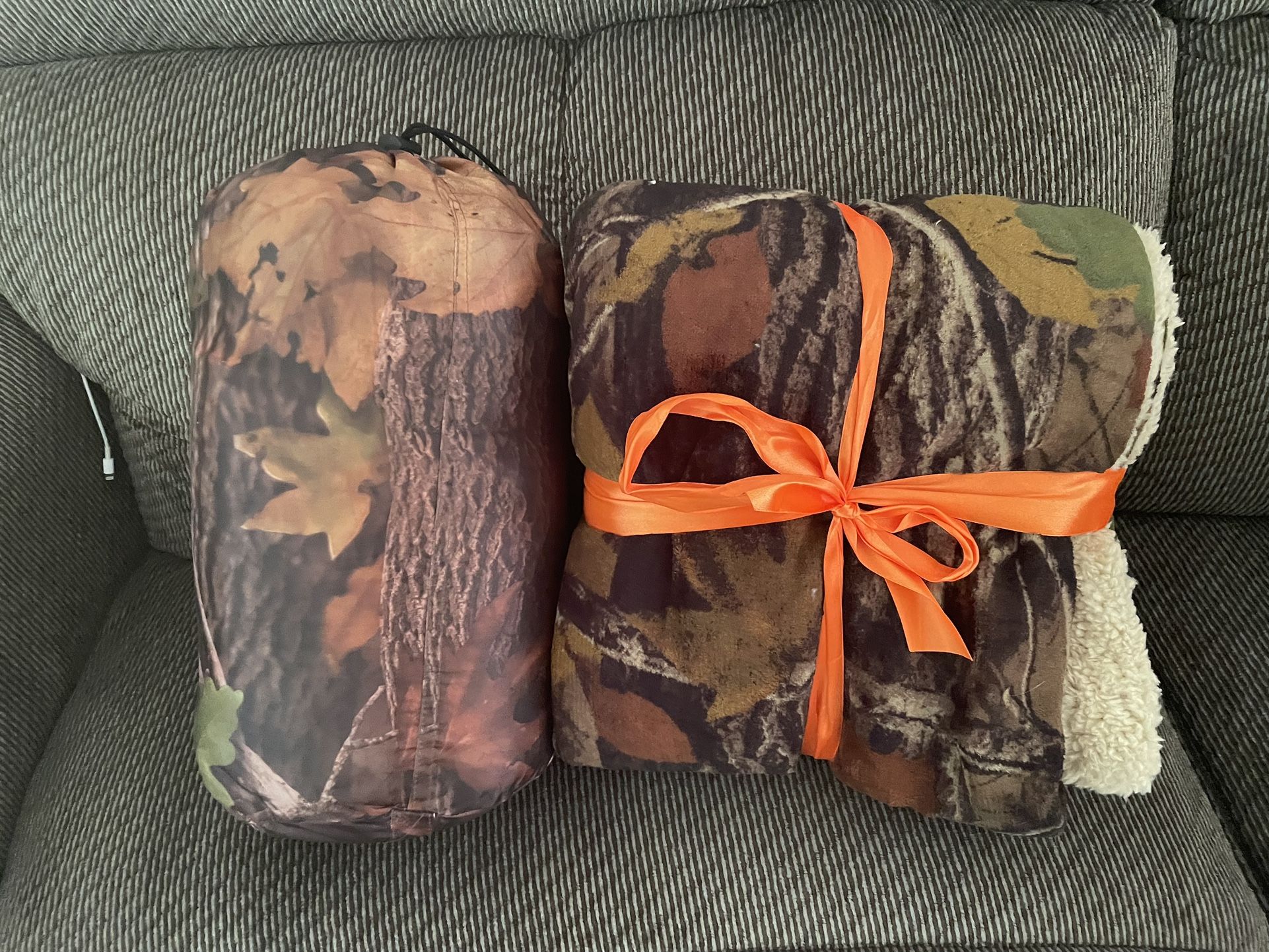 Camo Sleeping Bag And Throw. 