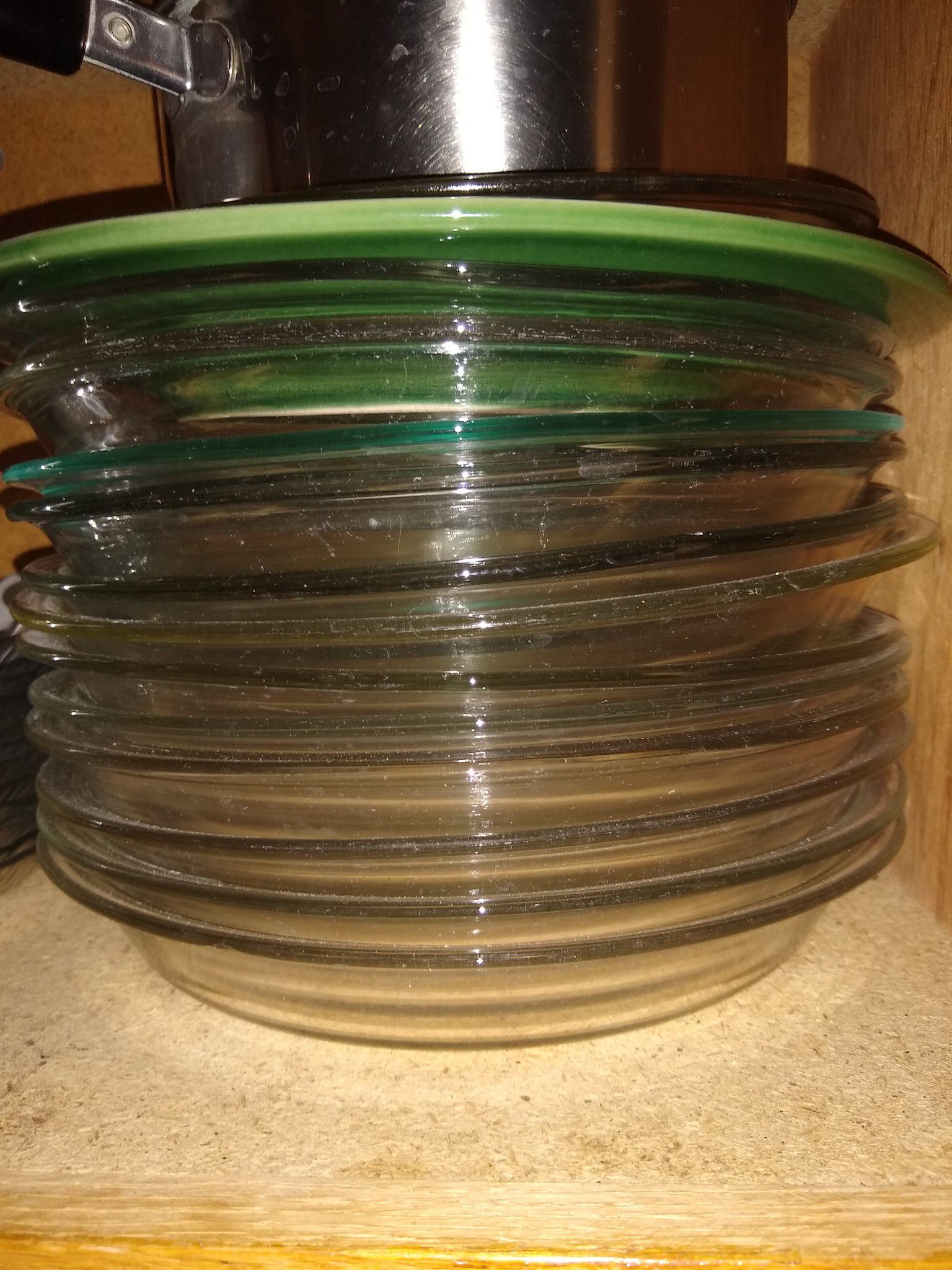 Pyrex pie dishes -- glass