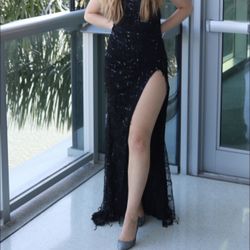 Black Sequin Ball Gown