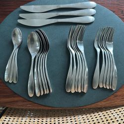 Brushed Stainless Steel Modern Silverware Set