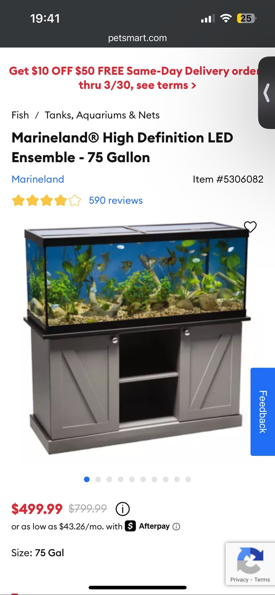 75 gallon tank (no stand just tank)