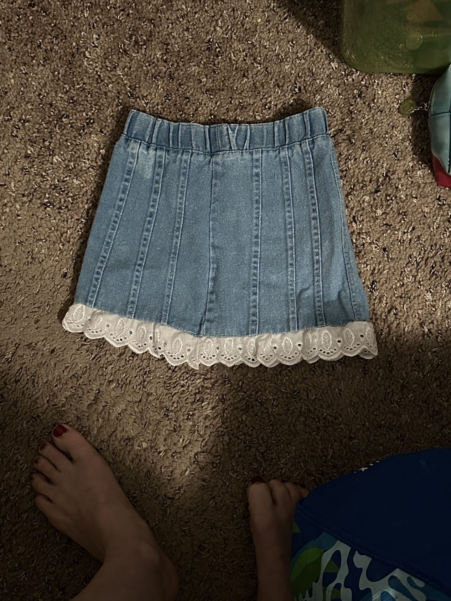 Toddler girl Denim Skirt With Lace Hem