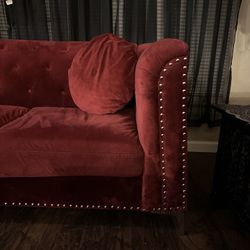 Red Velvet Studded Couches