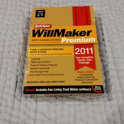 Quicken Willmaker Premium 2011 With living Trust Maker Software. New.