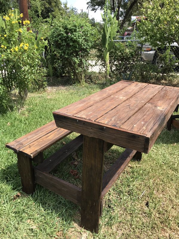 Wooden vintage picnic table