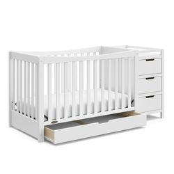 Graco Remi 4-In-1 Convertible Crib & Changer – GREENGUARD Gold Certified, Fits Standard Crib Mattress, Converts To Toddler Bed And Full Bed, 4 Adjusta