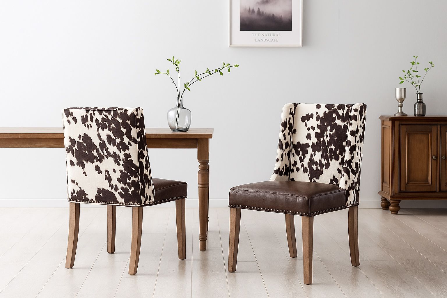 Set Of 2 Wingback Cow Accent Chairs