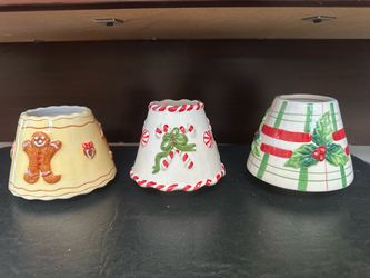 Christmas Ceramic Candle Shade Topper Set of 3