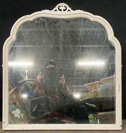 Vintage White Wooden Mirror