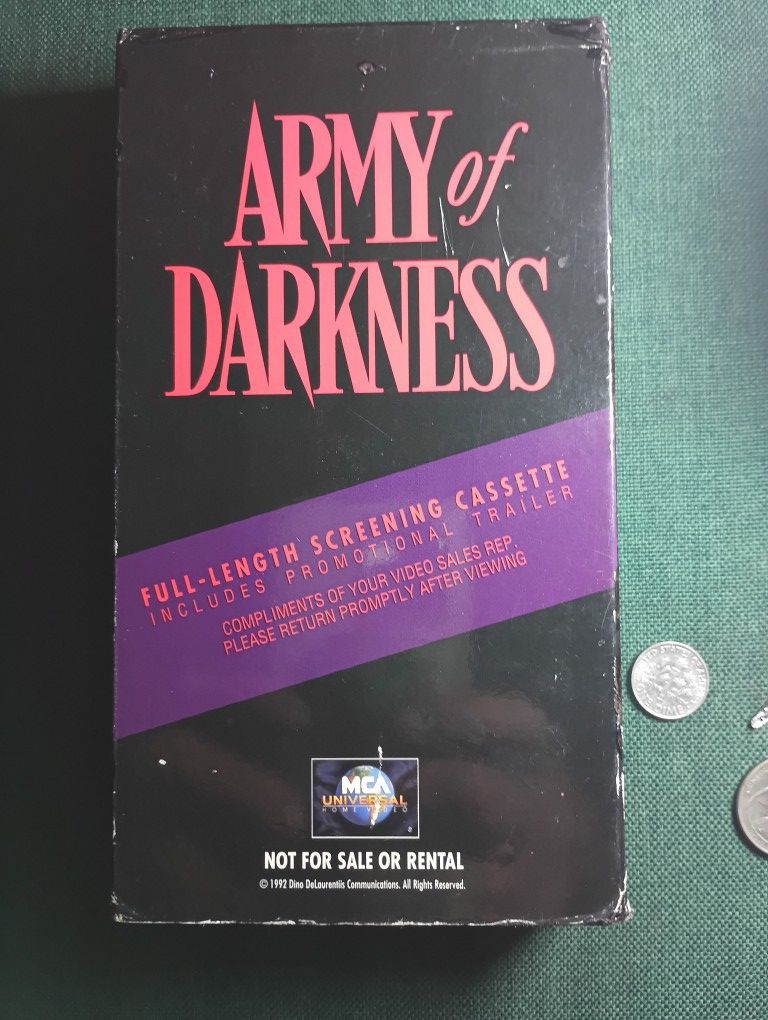 VHS MOVIE CASSETTE "ARMY OF DARKNESS 
