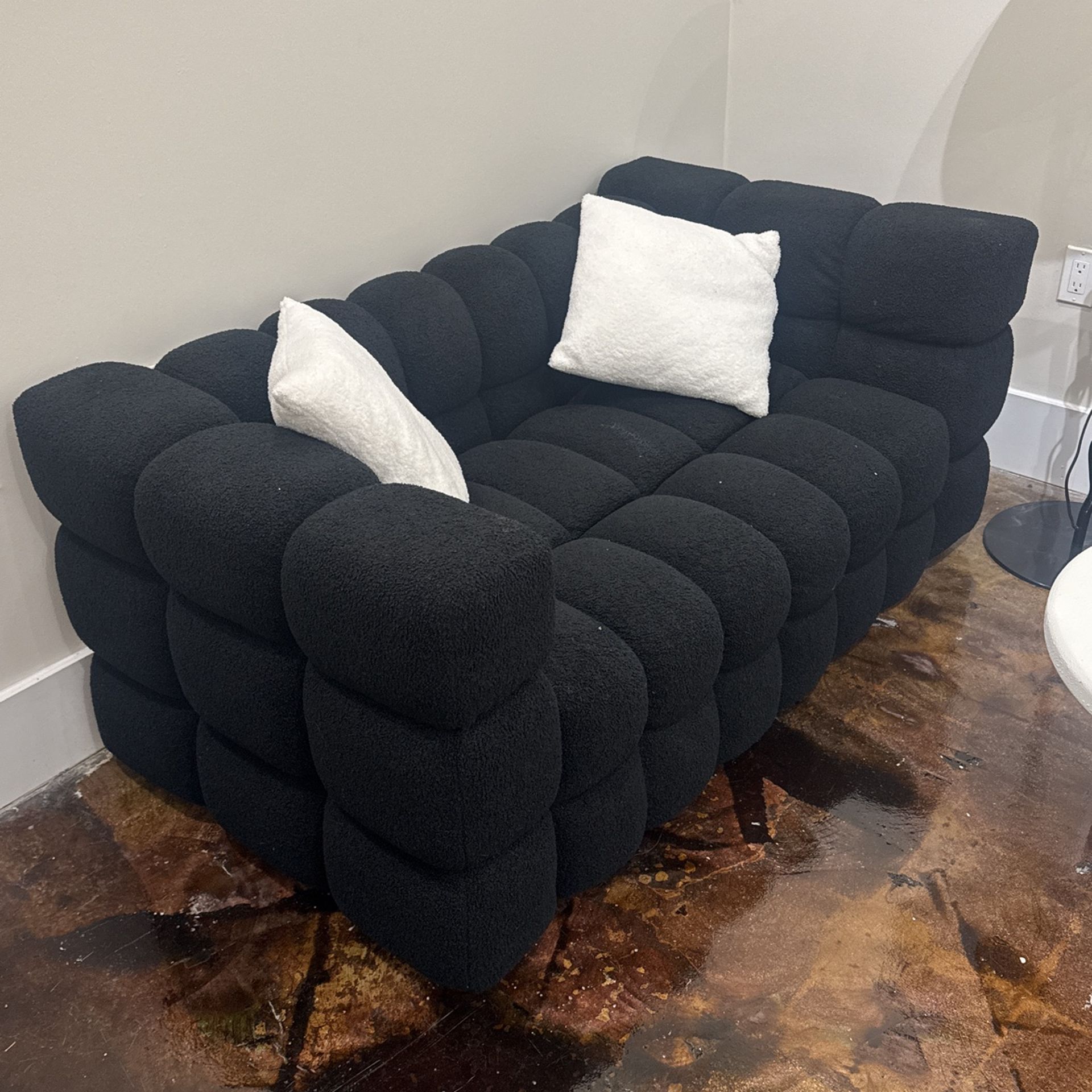 Modern Black Bouclé Sofa