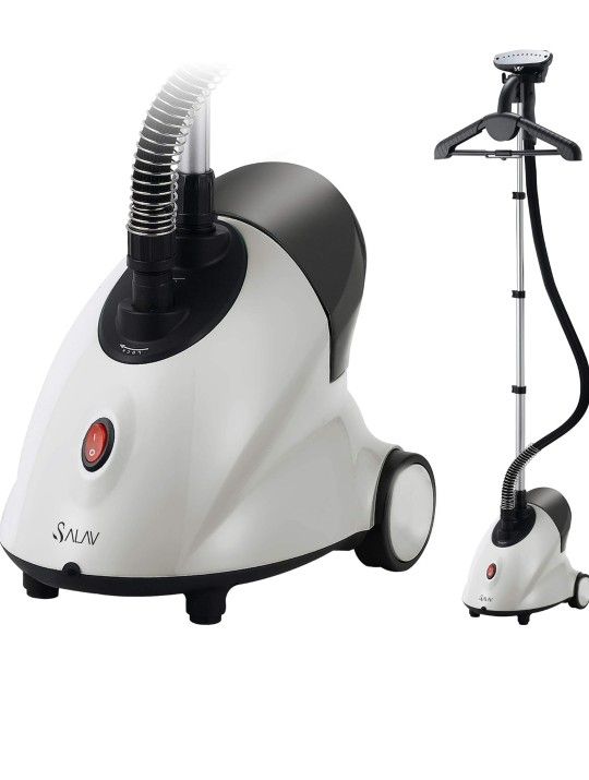 SALAV® GS18-DJ Standing Garment Steamer with Roll Wheels for Easy Movement, 1.8L Water Tank for 1 Hour Continuous Steaming, Adjustable Pole for Storag