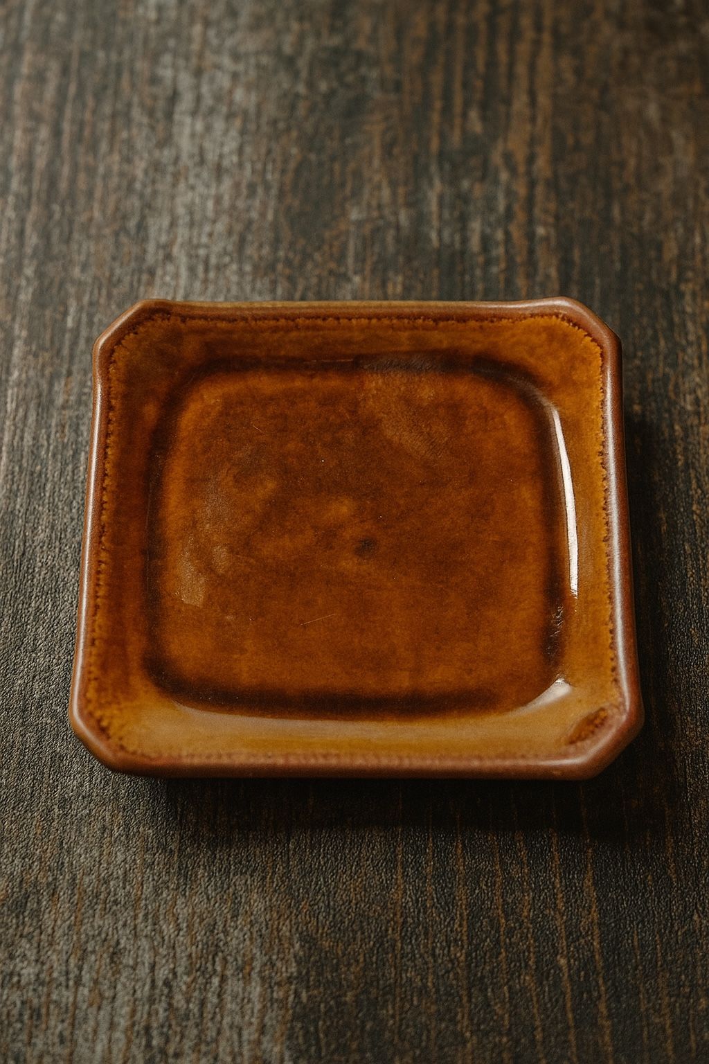 Studio Pottery USA 1970s Amber Glazed Stoneware Trivet, 4.75 in