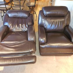 Like new- Two Luxurious Brown Leather Rocker/recliners 