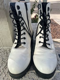Black & White MIA Lace-Up Combat Boots